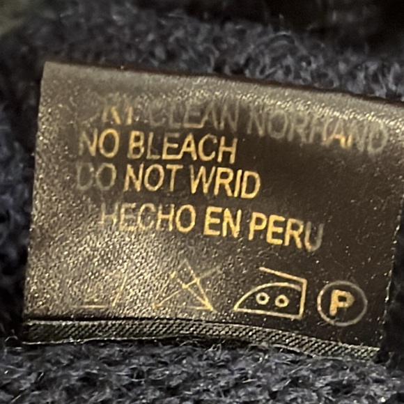 Alpaca Sweater Hoodie Cardigan Zipper Unisex Blue White Large - Picture 8 of 11